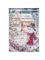Evergreen Cottage In The Snow Garden Lustre Flag