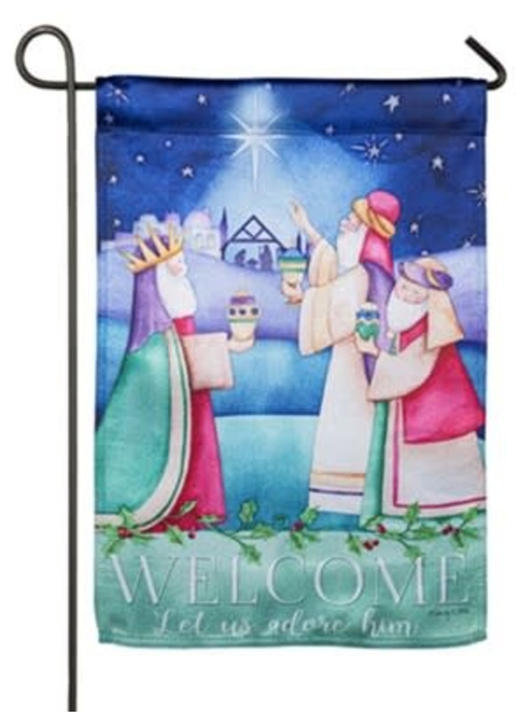 Evergreen Let Us Adore Him Garden Flag