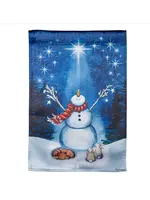 Evergreen Star Heart Snowman Lustre Garden Flag