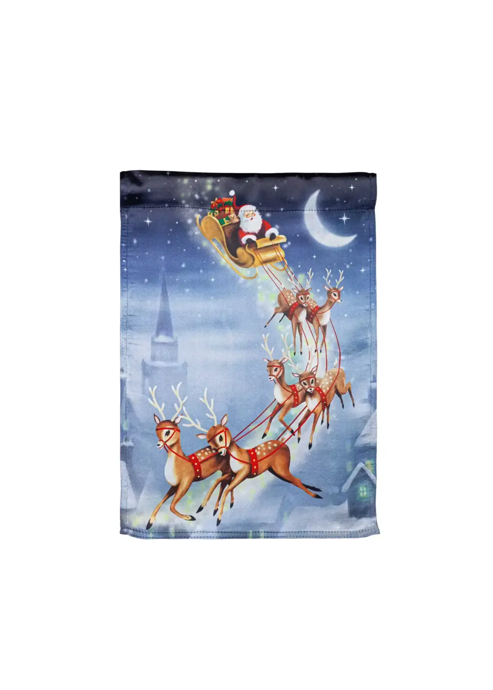 Evergreen Santa Sleigh Lustre Garden Flag