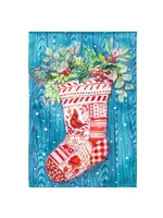 Evergreen Christmas Stocking Moire Garden Flag