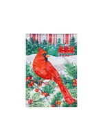 Evergreen Cardinal Holiday Farmhouse Moire Garden Flag