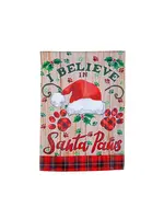 Evergreen Santa Paws Suede Garden Flag