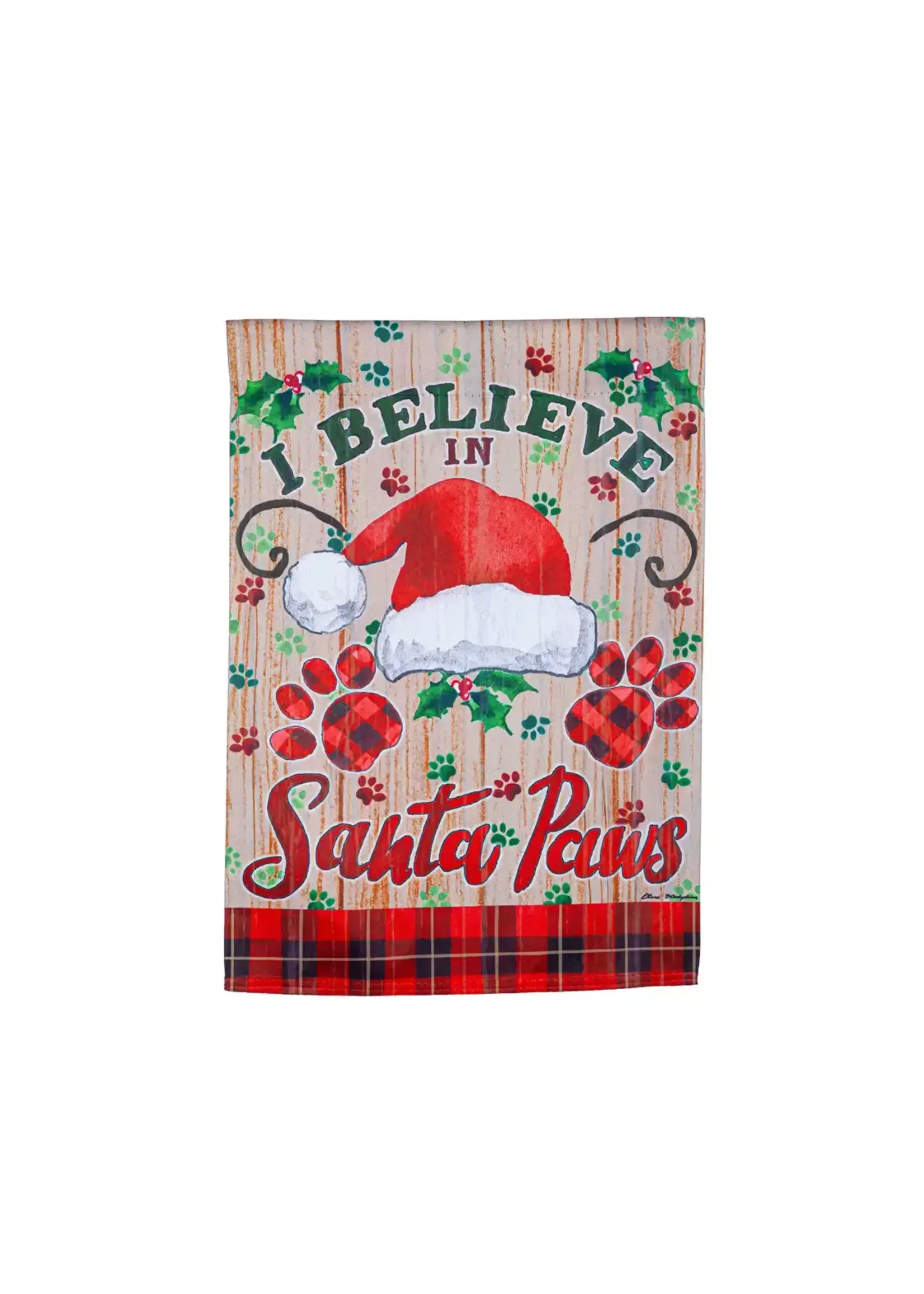 Evergreen Santa Paws Suede Garden Flag