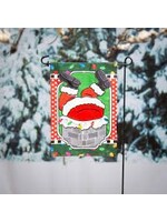 Evergreen Santa's Coming Down the Chimney Appliqué Garden Flag