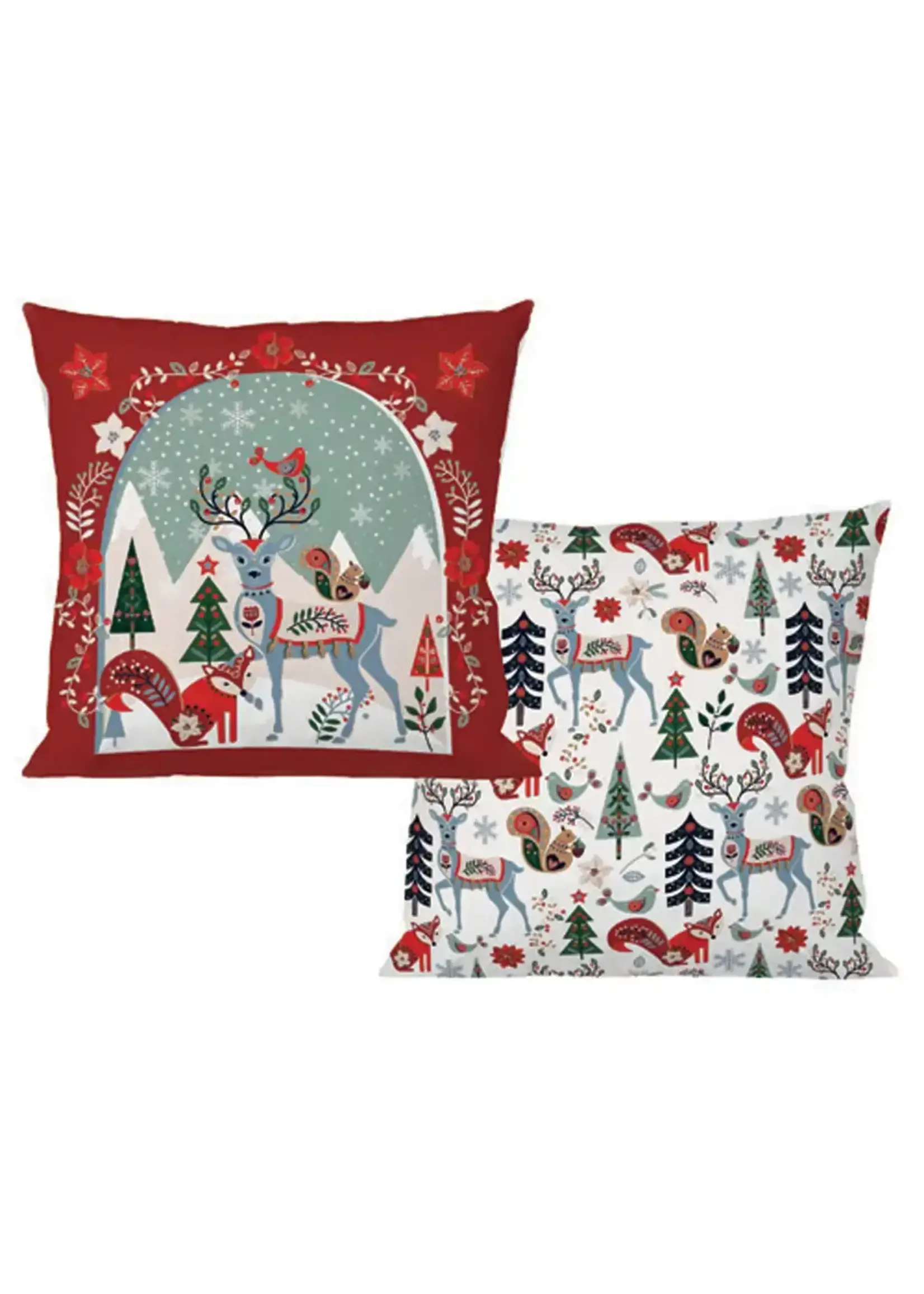 Evergreen Woodland Creatures Interchangeable Outdoor Pillow Cover