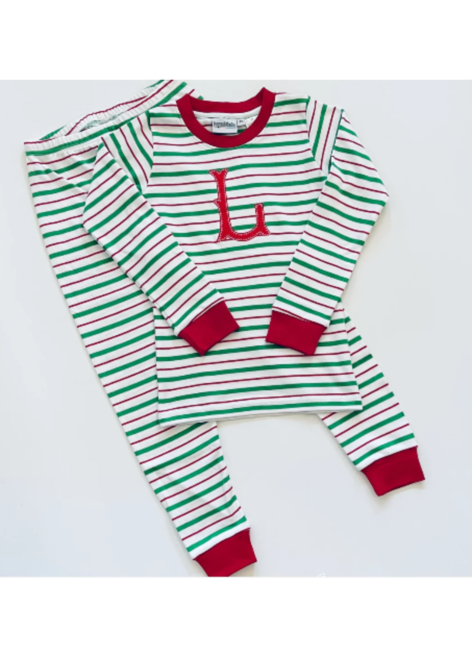 Bayou Blanks Red and Green Stripe Youth Pajama Set