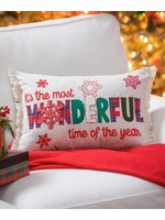 Evergreen 18" x 12" Snowflake Lumbar Pillow, "It's the most wonderful time of the year "