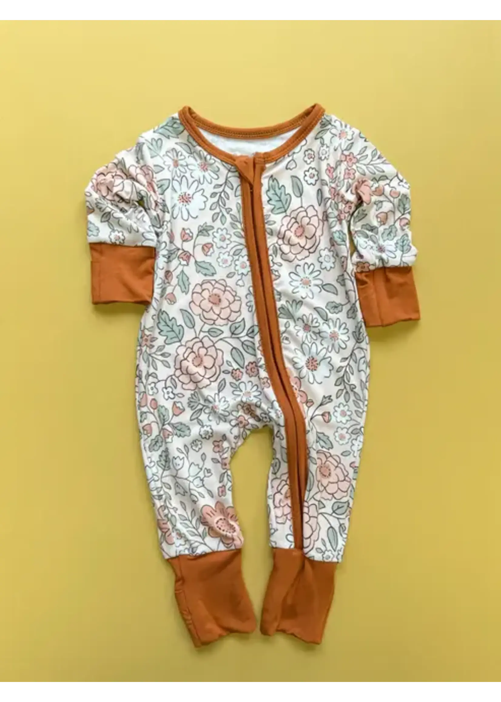 The Cozy Munchkin Springtime Floral Zippy Romper