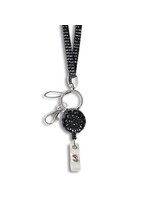 kelli's Rhinestone Retractable Breakaway Lanyard - Black