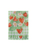 Evergreen Strawberry Picking Suede Garden Flag