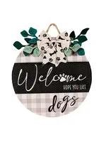 Evergreen Dogs and Check Door Decor