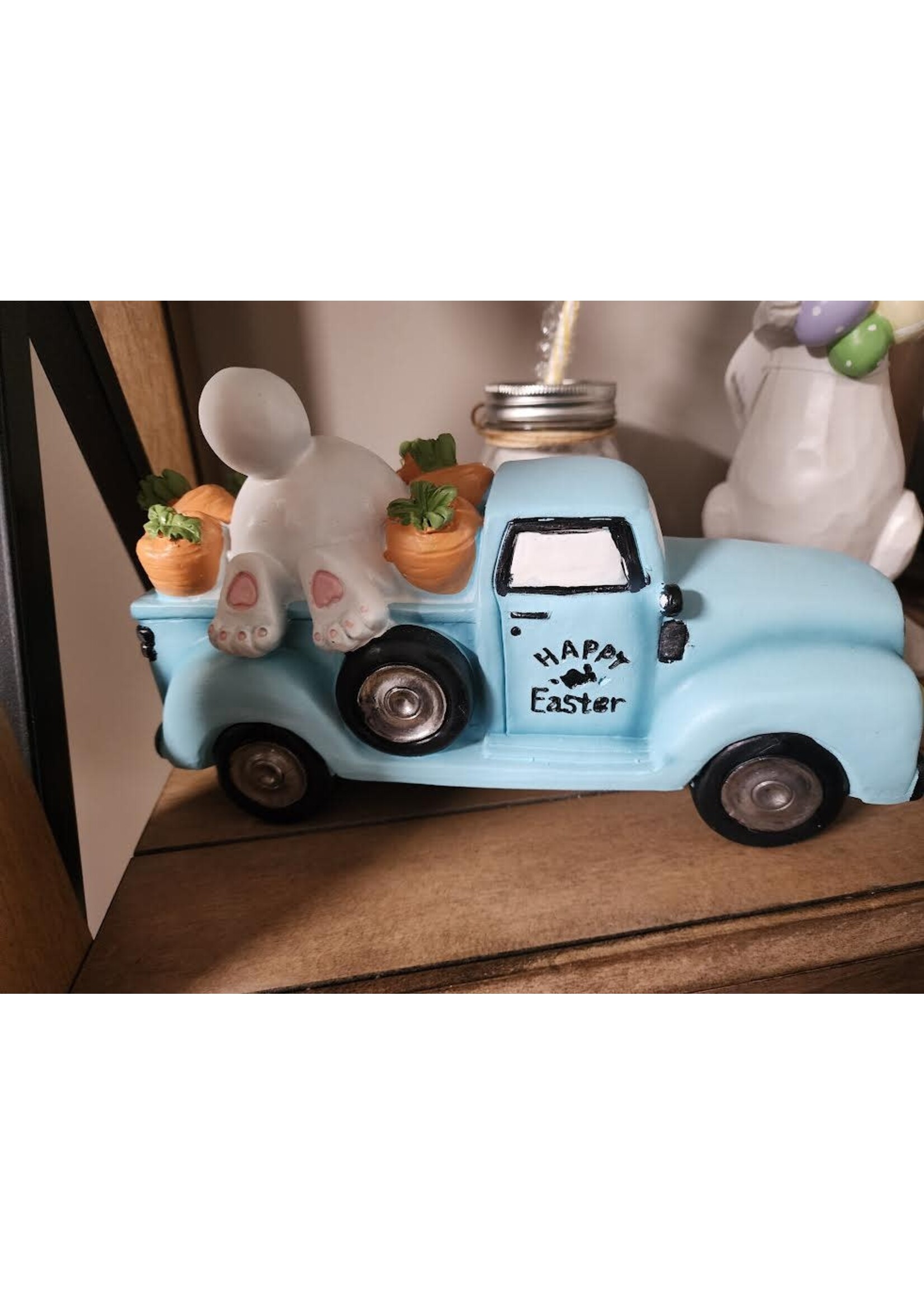 Evergreen 10" Resin Truck with Bunny and Carrots Tabletop Decor