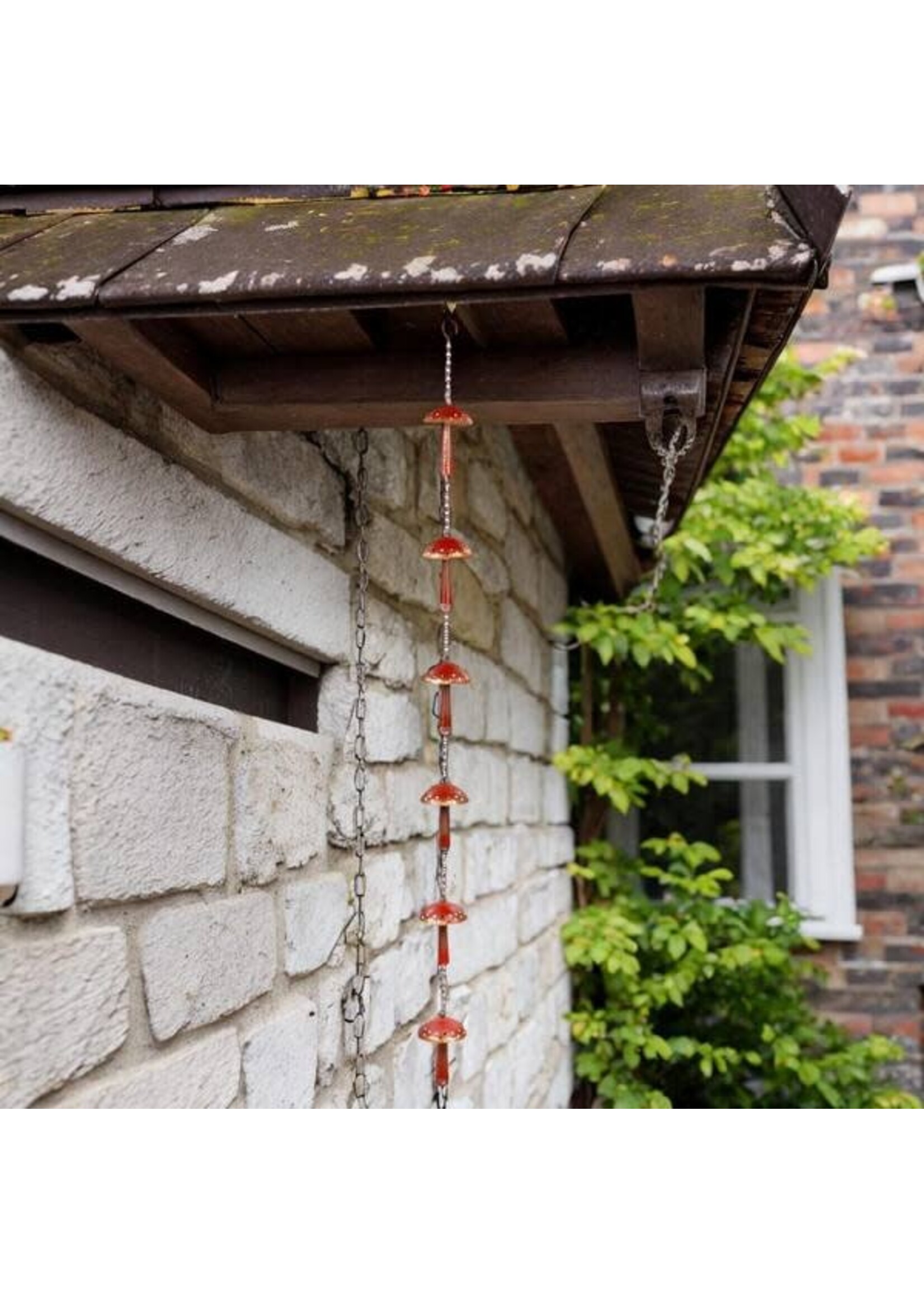 Evergreen 72 in. Red Metal Mushroom Rain Chain