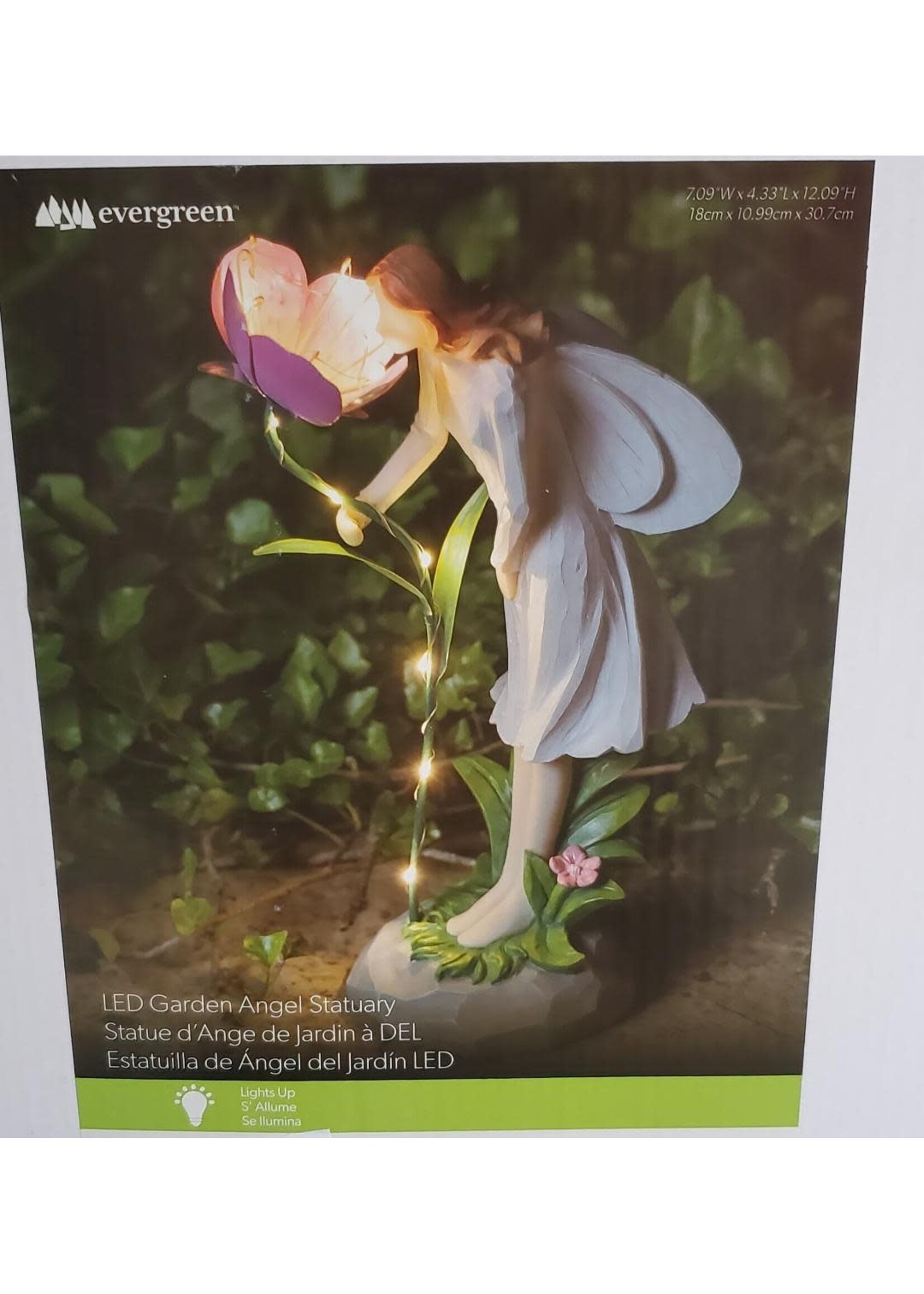 Evergreen LED Garden Angel Statuary Pink Flower