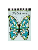 Evergreen Floral Butterfly Welcome Linen Garden Flag
