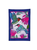 Evergreen Colorful Hummingbird Linen Garden Flag