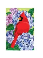 Evergreen Red Cardinal and Hydrangeas Applique Garden Flag