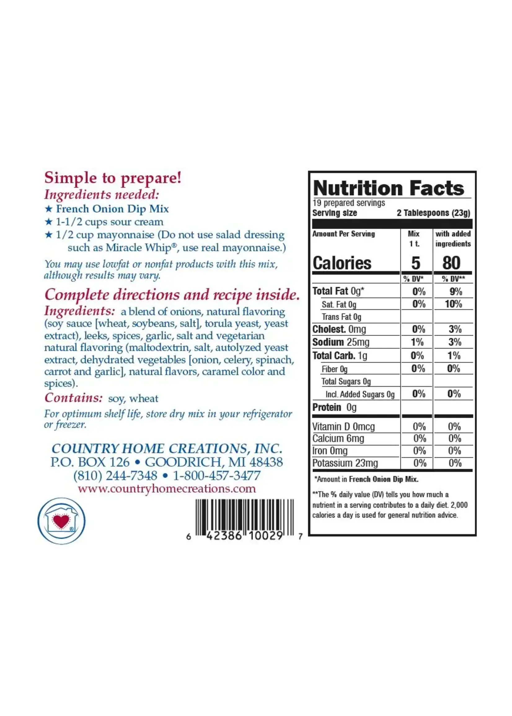 Country Home Creations French Onion Dip Mix
