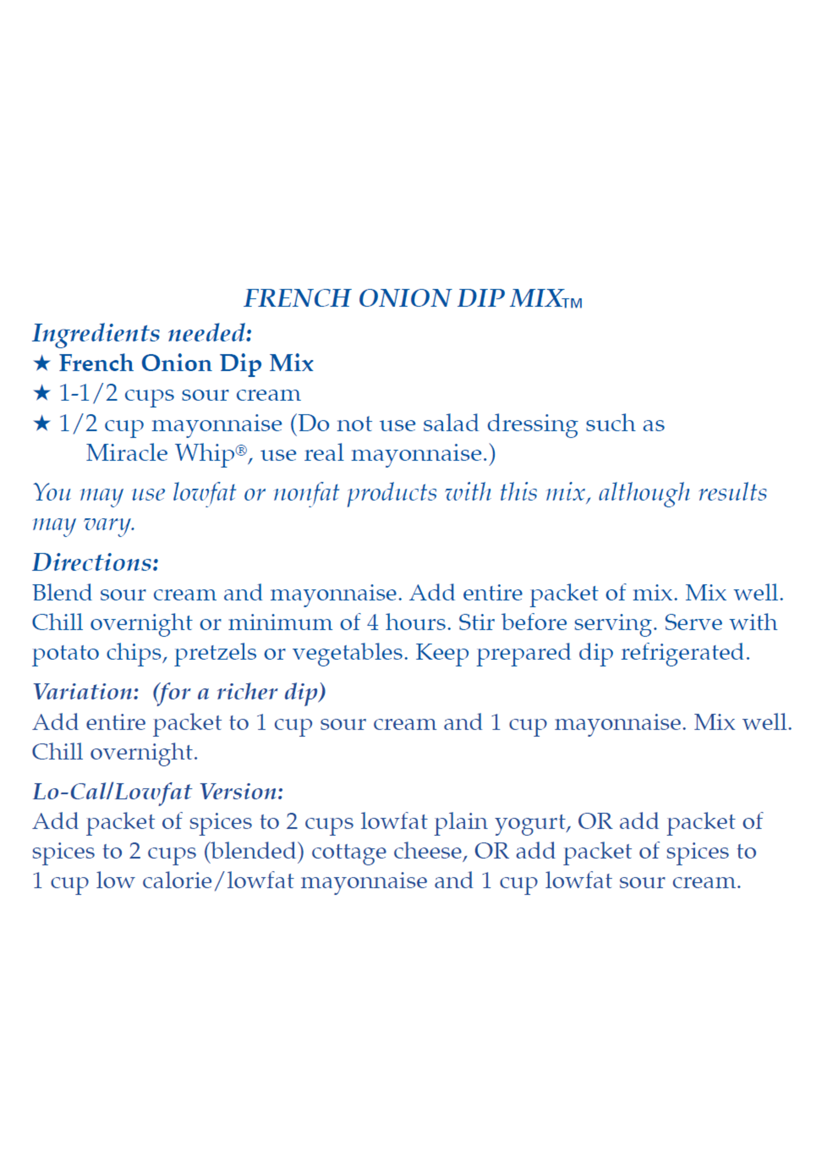Country Home Creations French Onion Dip Mix