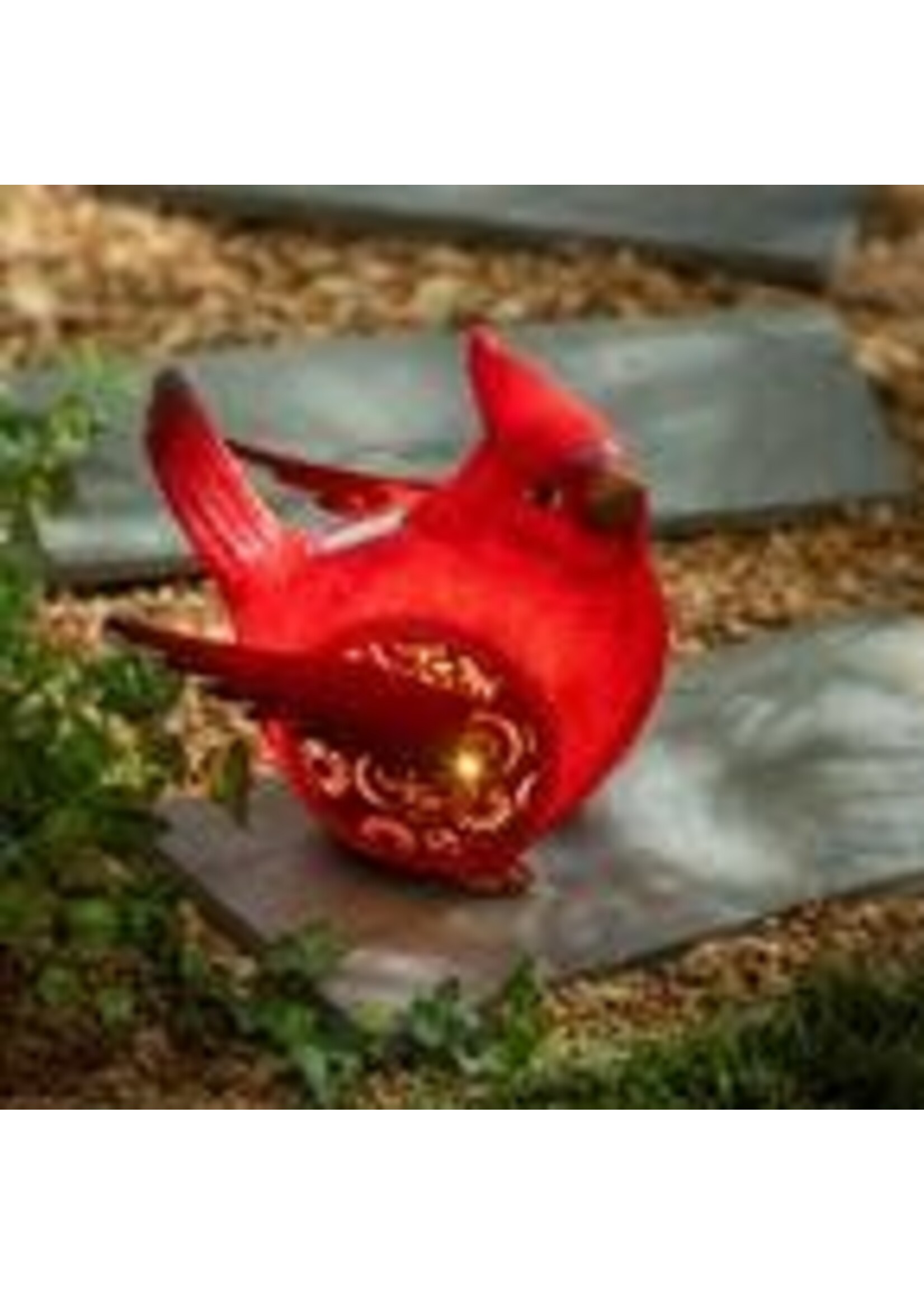 Evergreen 9 in. Solar Engraved Cardinal Resin Garden Statue