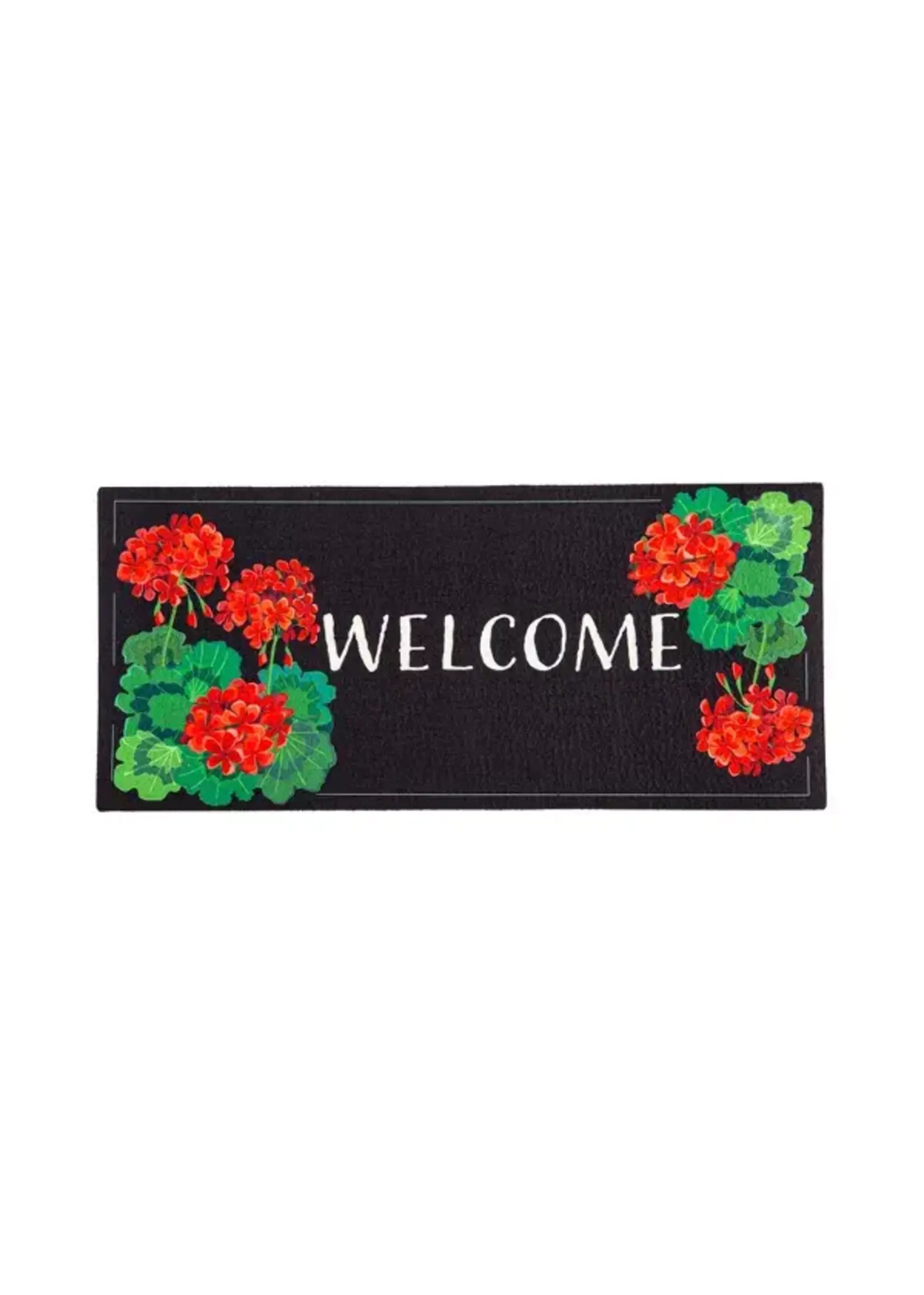 Evergreen Geranium Welcome Sassafras Indoor Outdoor Switch Doormat 1'10"x10"
