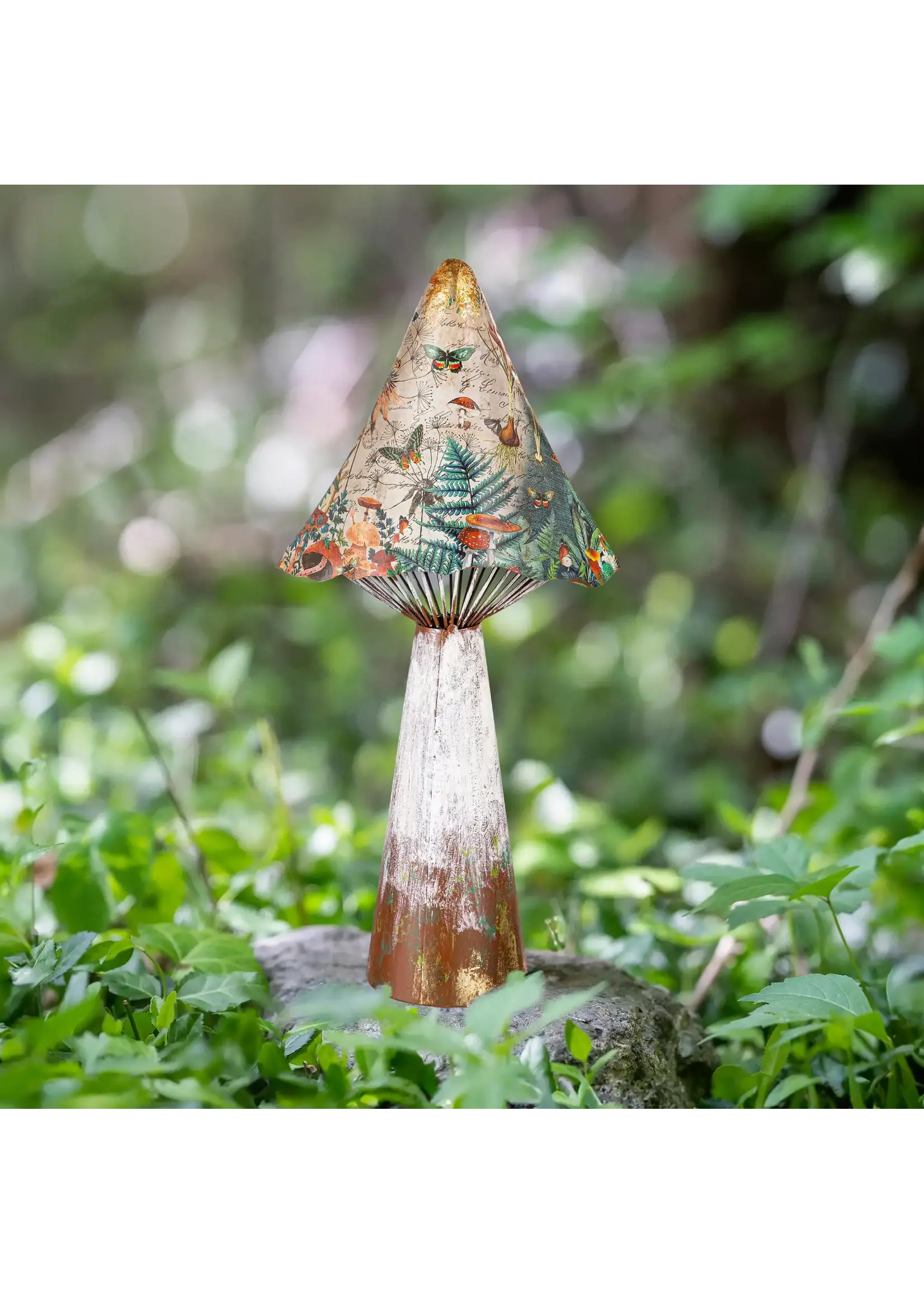 Evergreen Printed Metal Mushroom Statuary
