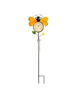 Evergreen 43" H Rain Gauge Thermometer Garden Stake, Bumble Bee