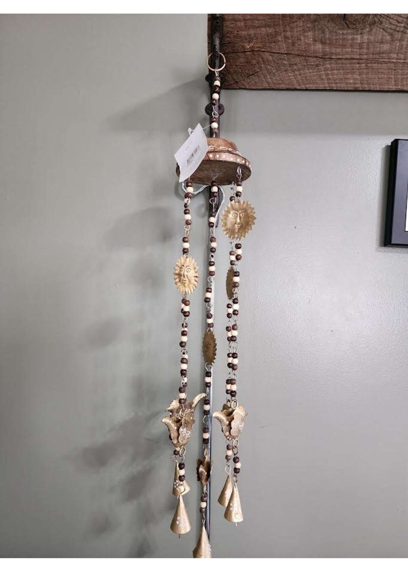 Evergreen Gold Metal & Wood Sun Wind Chime