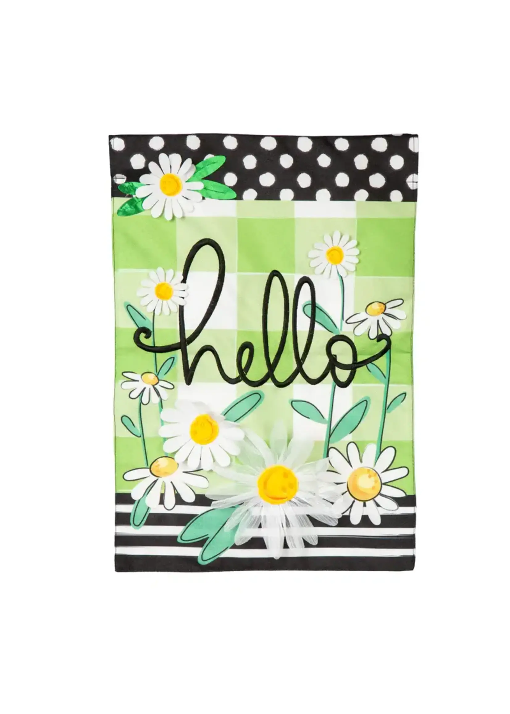 Evergreen Hello Daisy Linen Garden Flag