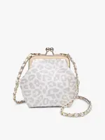 Jen & Co Jen & Co Cleo Vegan Coin Pouch Cheetah/ Lt Grey