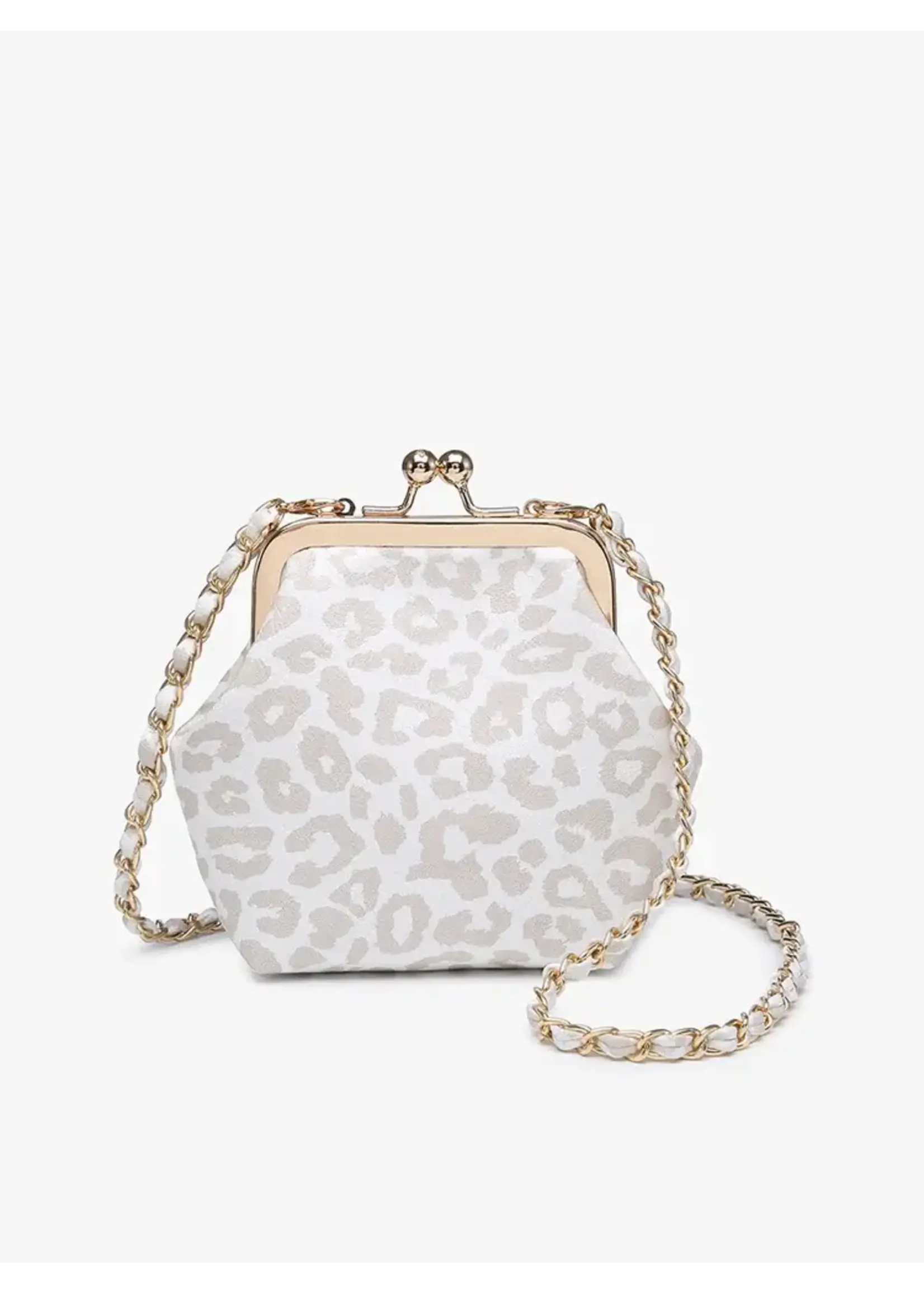 Jen & Co Jen & Co Cleo Vegan Coin Pouch Cheetah/ Lt Grey