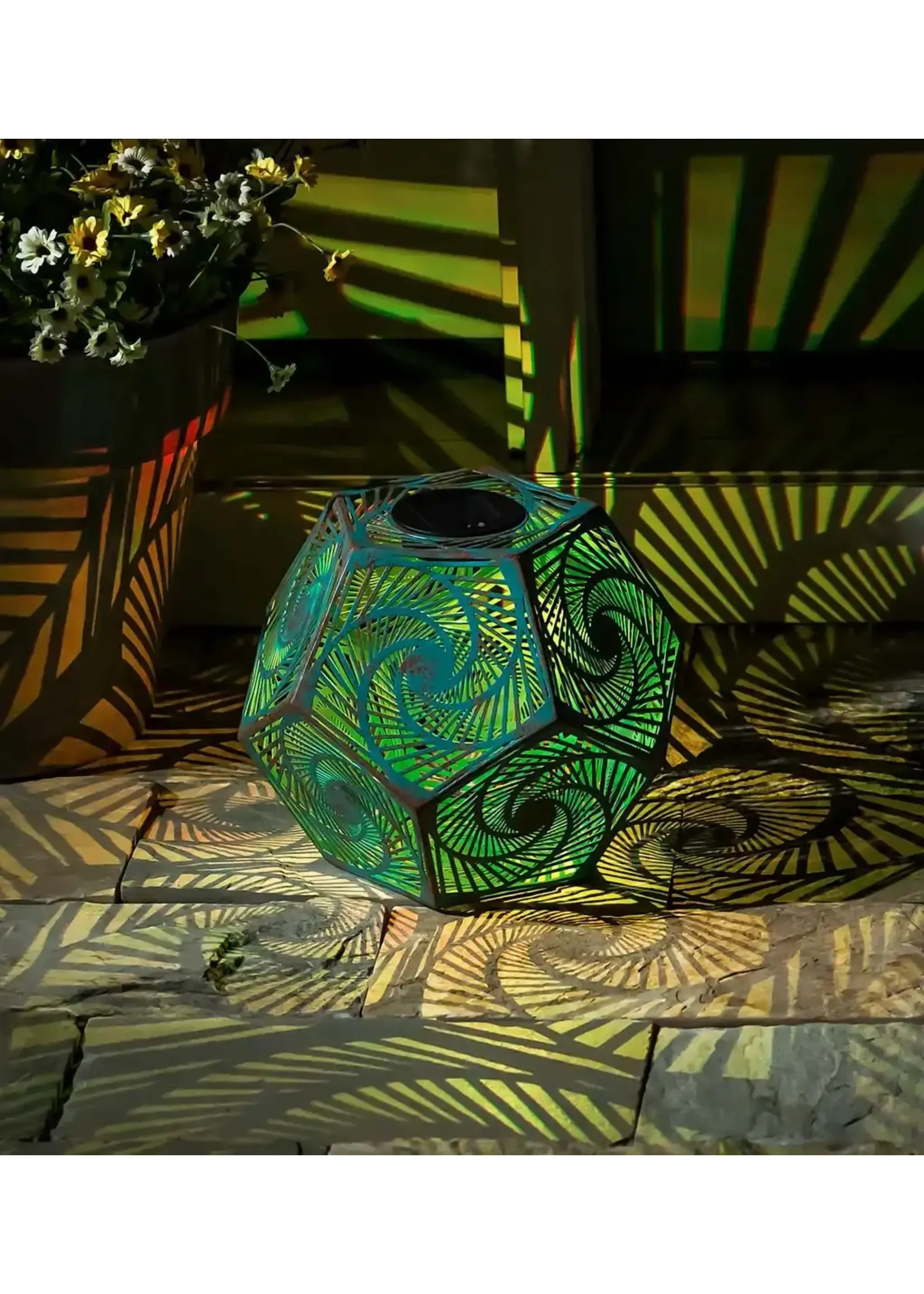 Evergreen Solar Color Changing Metal Cut Out Lantern