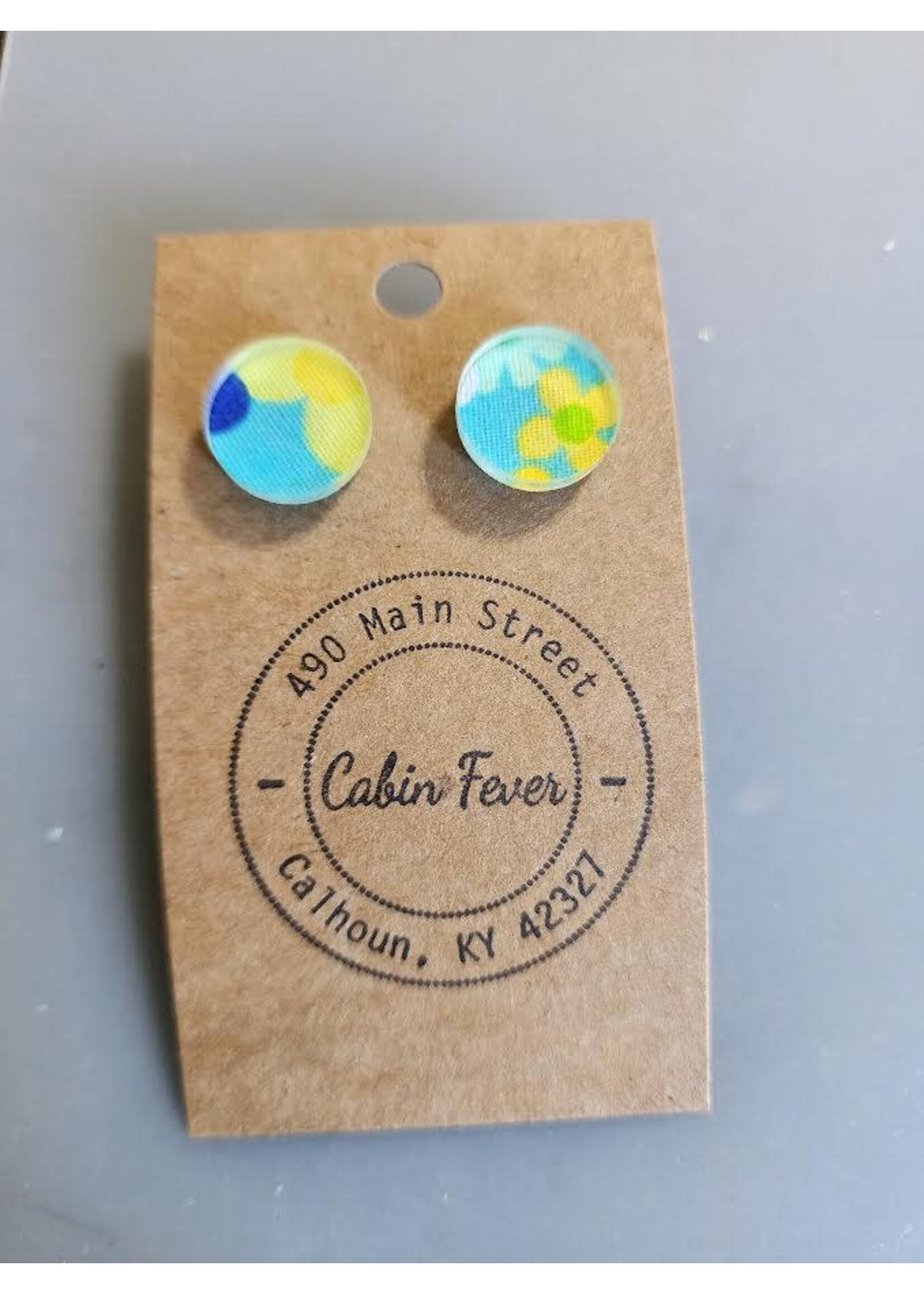 Flirty Girl Designs Blue & Green Floral Round Earring
