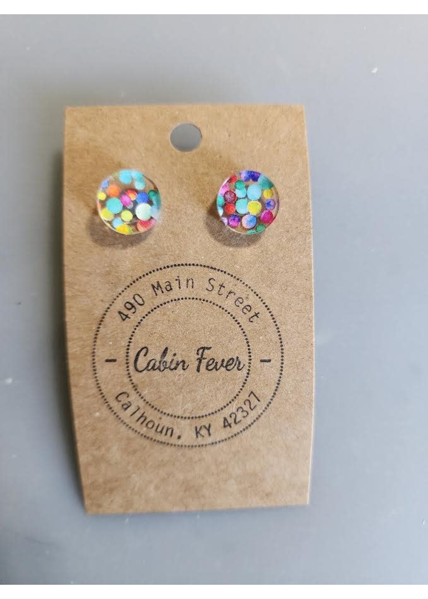 Flirty Girl Designs Round Clear Lots of Dots Earring