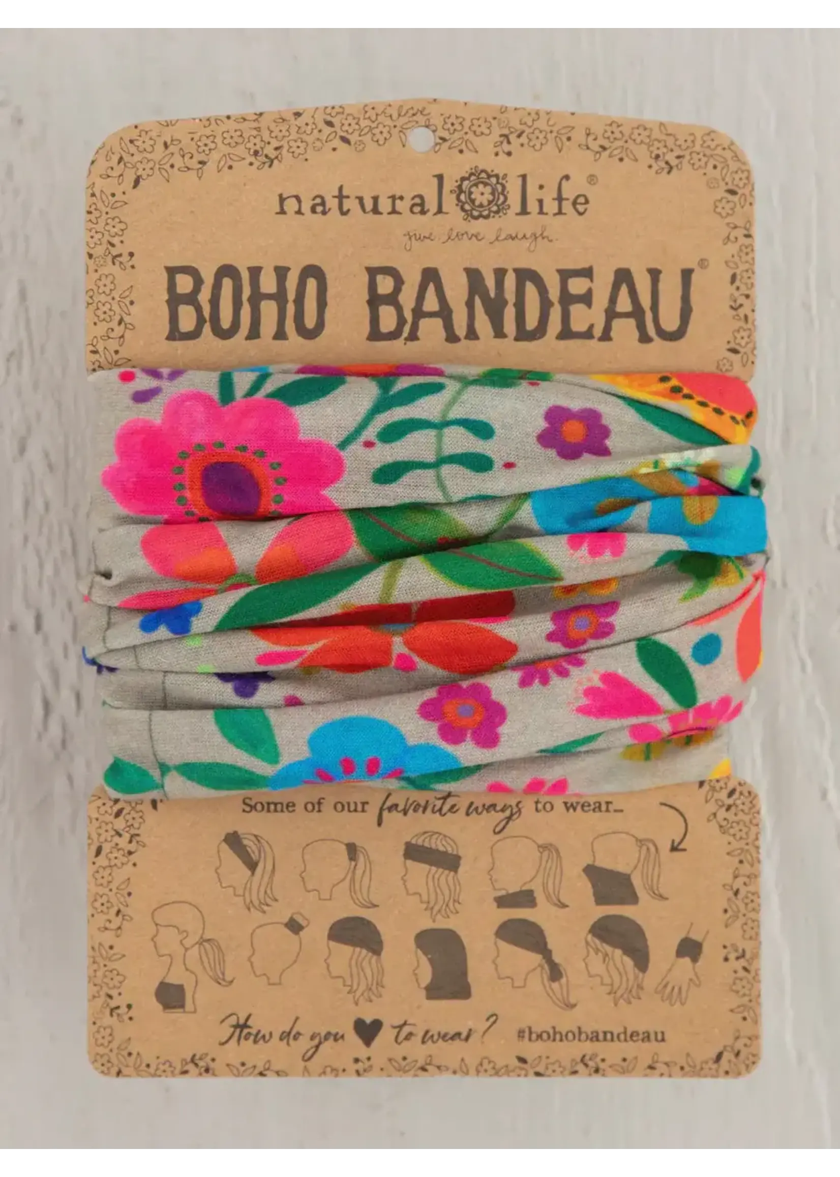 Natural Life Natural Life FULL BOHO BANDEAU HEADBAND - LIGHT TAUPE FOLK FLOWER