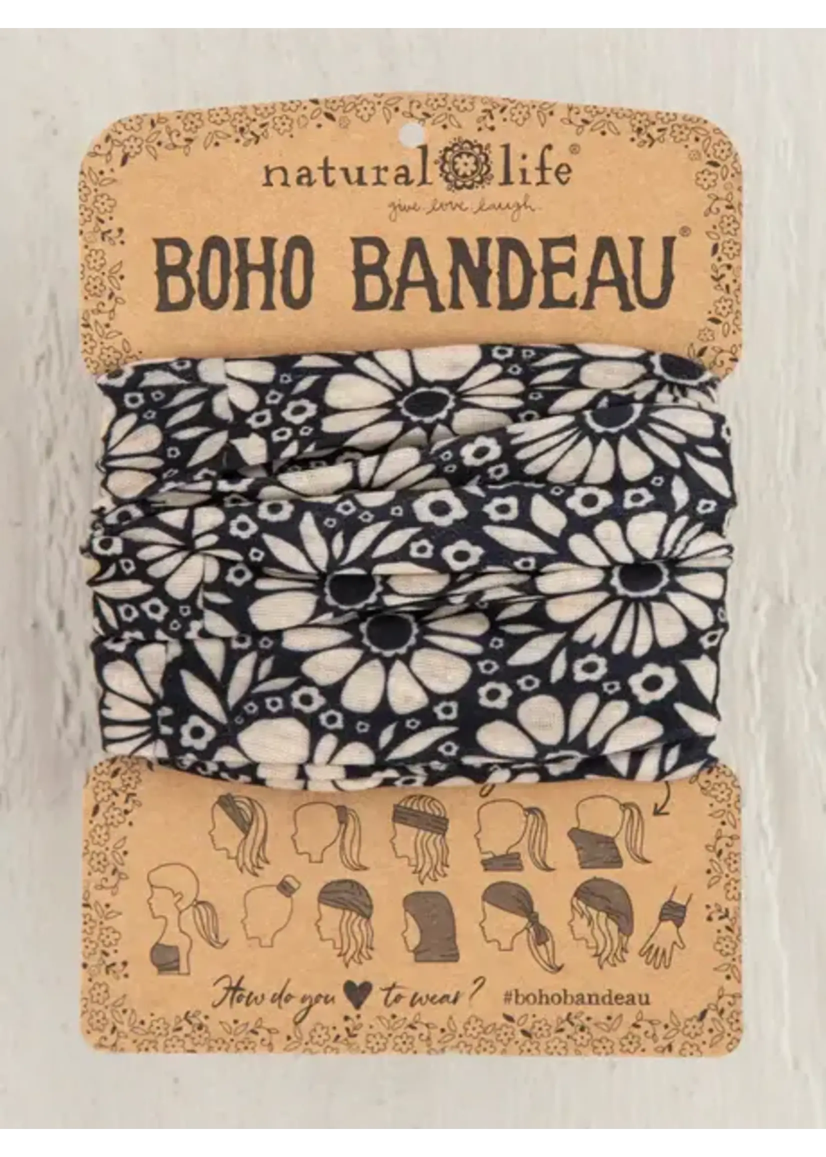 Natural Life Natural Life Full Boho Bandeau® Headband - Black White Daisies
