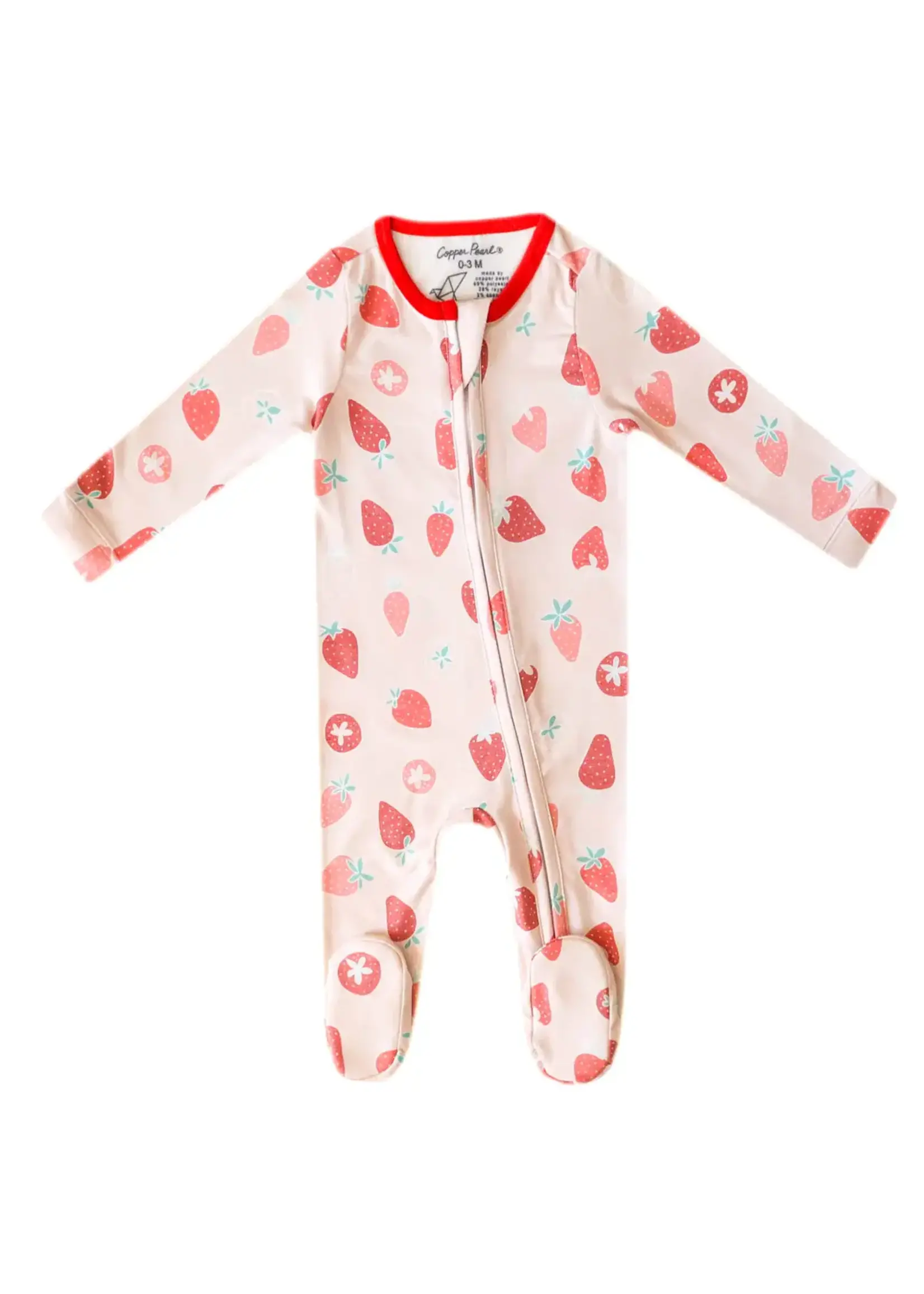 Copper Pearl Copper Pearl Zip Up Footie Pajama Strawberry