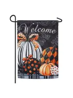 Evergreen Elegant Pattern Pumpkins Garden Suede Flag