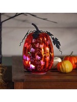 Evergreen Orange Cats LED Glass Pumpkin Statuary