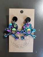 Flirty Girl Designs Mirrored Skull & Bone Dangle Earring
