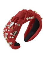 The Wildflower Company Pearl & Football Rhinestone Embellished Topknot headband
