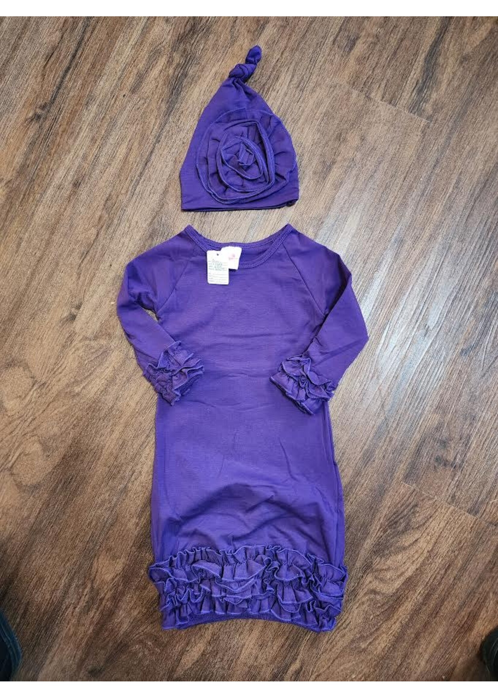 Wholesale Buy in Ruffle Sleeve Gown w/ Hat Purple