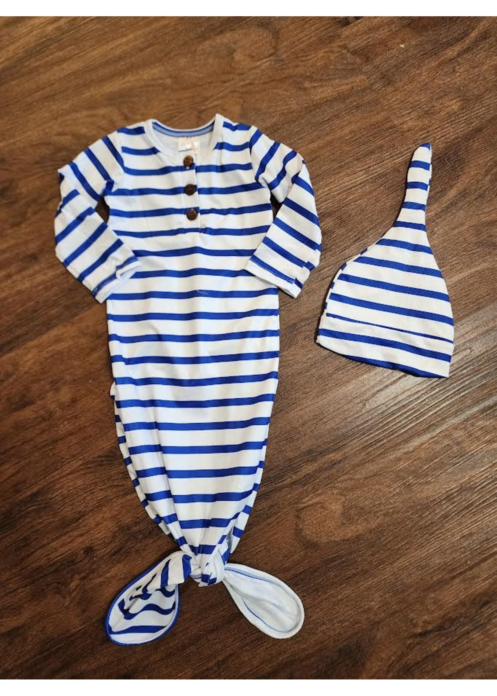 Wholesale Buy in Blue & White Stripe Gown w/ Hat