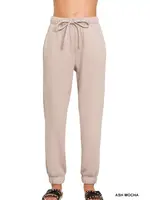 Zenana Fleece Jogger Sweat pants With Pockets - Ash Mocha