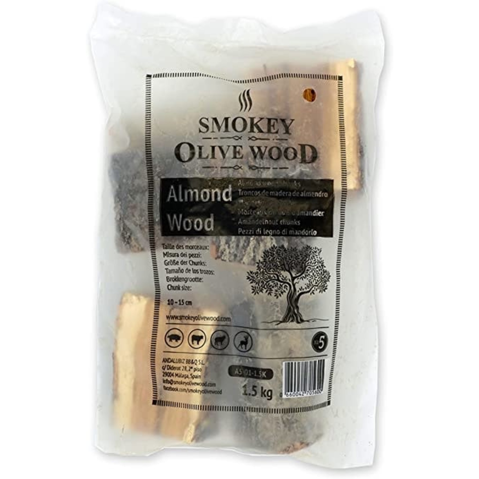 Smokey Olive Wood Almond Chunks #5 1.5kg