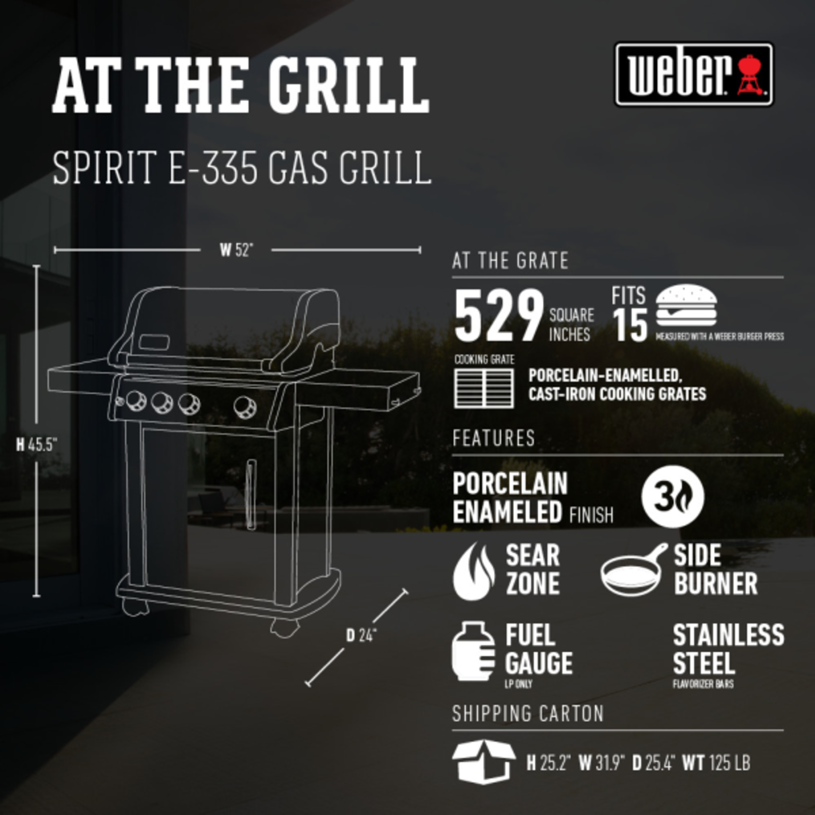 Weber Spirit E-335 LP Black (Save $100)