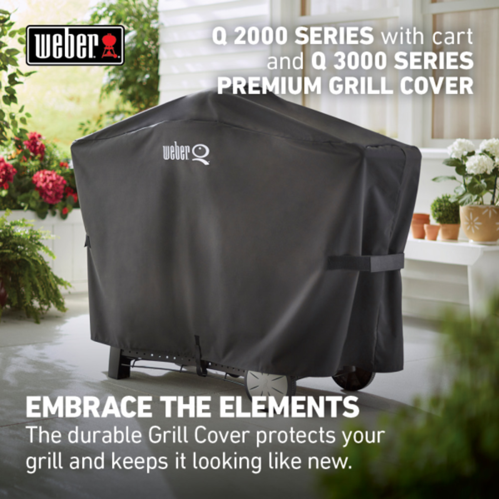 Weber Premium Grill Cover - Fits Q 2000 series grills with Q cart and 3000 series