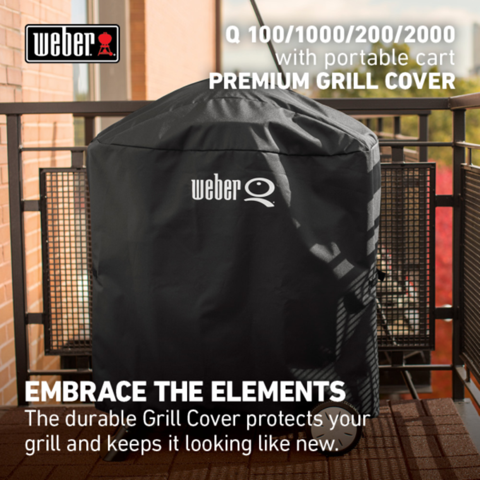 Weber Premium Grill Cover - Fits Q 100/1000, 200/2000 with portable cart