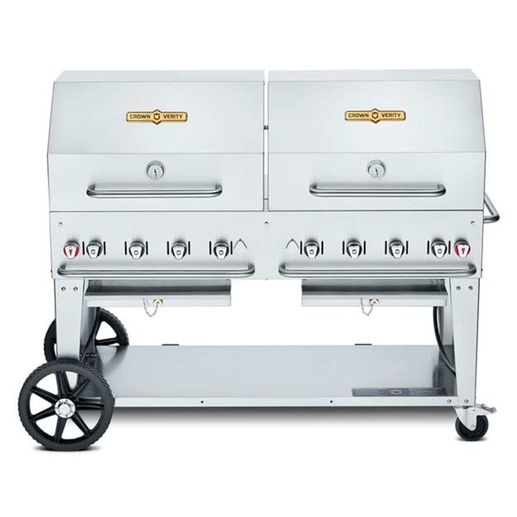 Crown Verity 60" Charbroiler LP with Roll Domes and Bun Rack